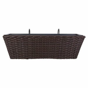 Plant pot for Railings Alexandra House Living Brown Iron Rattan Plastic 20 x 19 x 61 cm