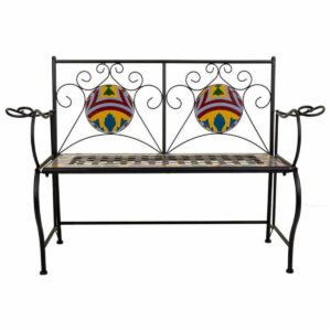 Bench Alexandra House Living Black Iron Tile 50 x 88 x 110 cm