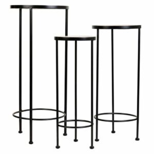 Flower Pot Stand Alexandra House Living Black Iron Tile 30 x 68 x 30 cm 3 Pieces