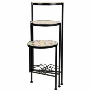 Flower Pot Stand Alexandra House Living Black Iron Tile 30 x 68 x 30 cm 3 Pieces