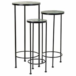 Flower Pot Stand Alexandra House Living Black Iron Tile 30 x 68 x 30 cm 3 Pieces