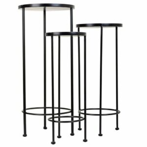 Flower Pot Stand Alexandra House Living Black Iron Tile 30 x 68 x 30 cm 3 Pieces