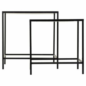 Flower Pot Stand Alexandra House Living Black Iron Tile 37 x 51 x 50 cm 2 Pieces