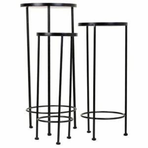 Flower Pot Stand Alexandra House Living Black Iron Tile 30 x 68 x 30 cm 3 Pieces