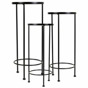 Flower Pot Stand Alexandra House Living Black Iron Tile 30 x 68 x 30 cm 3 Pieces