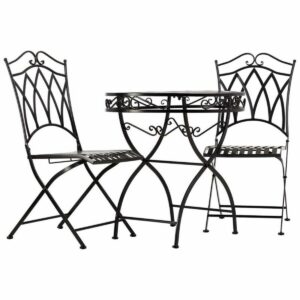 Table set with 2 chairs Alexandra House Living Black 60 x 75 x 60 cm