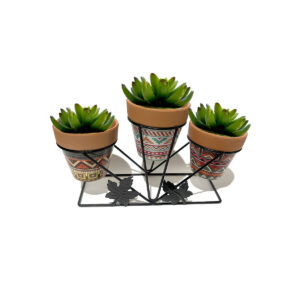 Flower Pot Stand Romimex Multicolour Metal Ceramic 34 x 20 x 12 cm