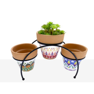 Flower Pot Stand Romimex Multicolour Metal Ceramic 27 x 17 x 12 cm