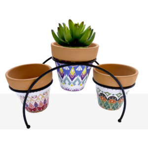 Flower Pot Stand Romimex Multicolour Metal Ceramic 31 x 18 x 12 cm