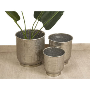 Set of Planters Romimex Silver Metal (3 Pieces)