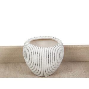 Planter Romimex Beige Ceramic Stripes 20 x 17 x 20 cm