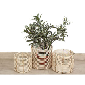 Set of Planters Romimex Natural Rattan (3 Pieces)