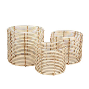 Set of Planters Romimex Natural Rattan (3 Pieces)