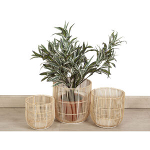 Set of Planters Romimex Natural Rattan (3 Pieces)