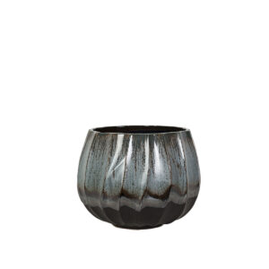 Planter Romimex Blue Black Ceramic 20 x 19 x 20 cm