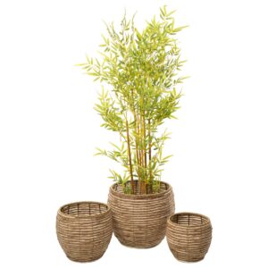 Set of Planters Romimex Natural Natural Fibre 48 x 37 x 48 cm 3 Pieces