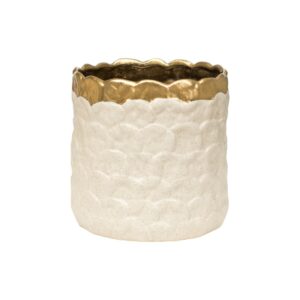 Planter Romimex White Golden Porcelain 19 x 18 x 19 cm