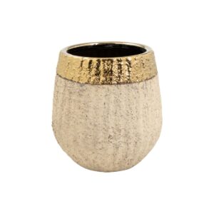 Planter Romimex Beige Golden Porcelain 16 x 17 x 16 cm