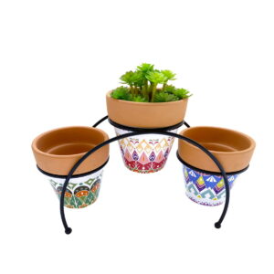 Flower Pot Stand Romimex Multicolour Metal Ceramic 27 x 17 x 12 cm